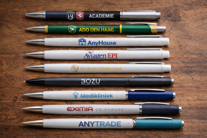 Pennen met logo's